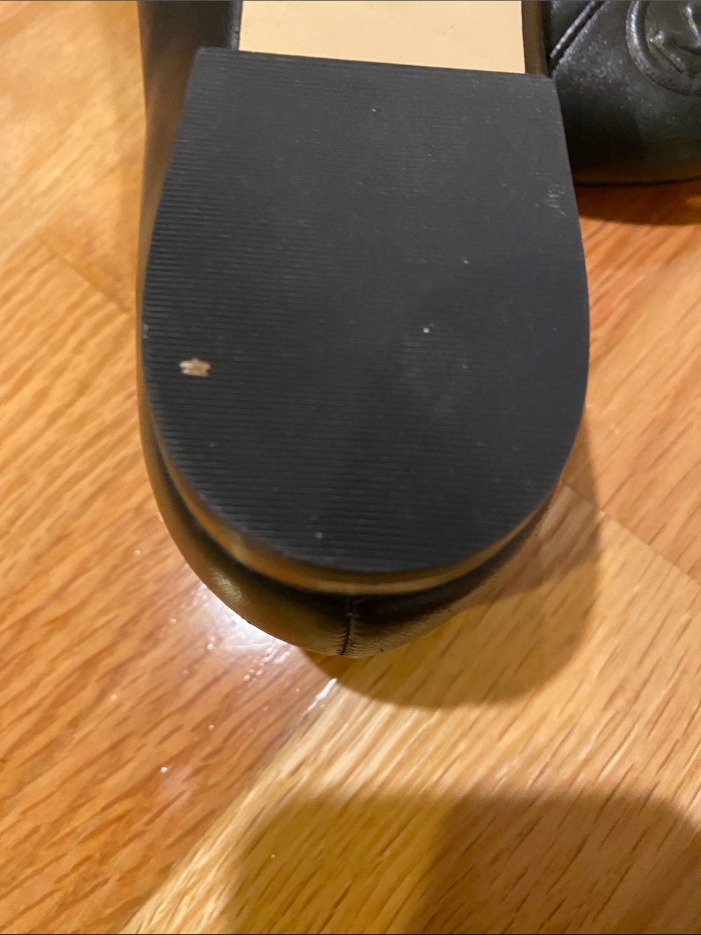 Michael Kors Black Leather Logo Round-Toe Flats - Picture 8 of 9